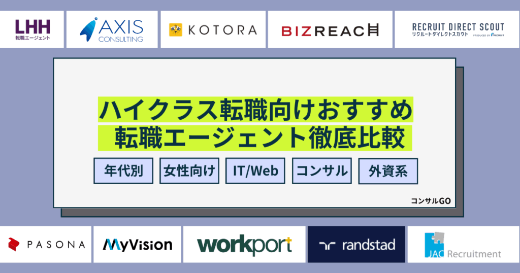 ハイクラス向け転職エージェント・転職サイトおすすめ
