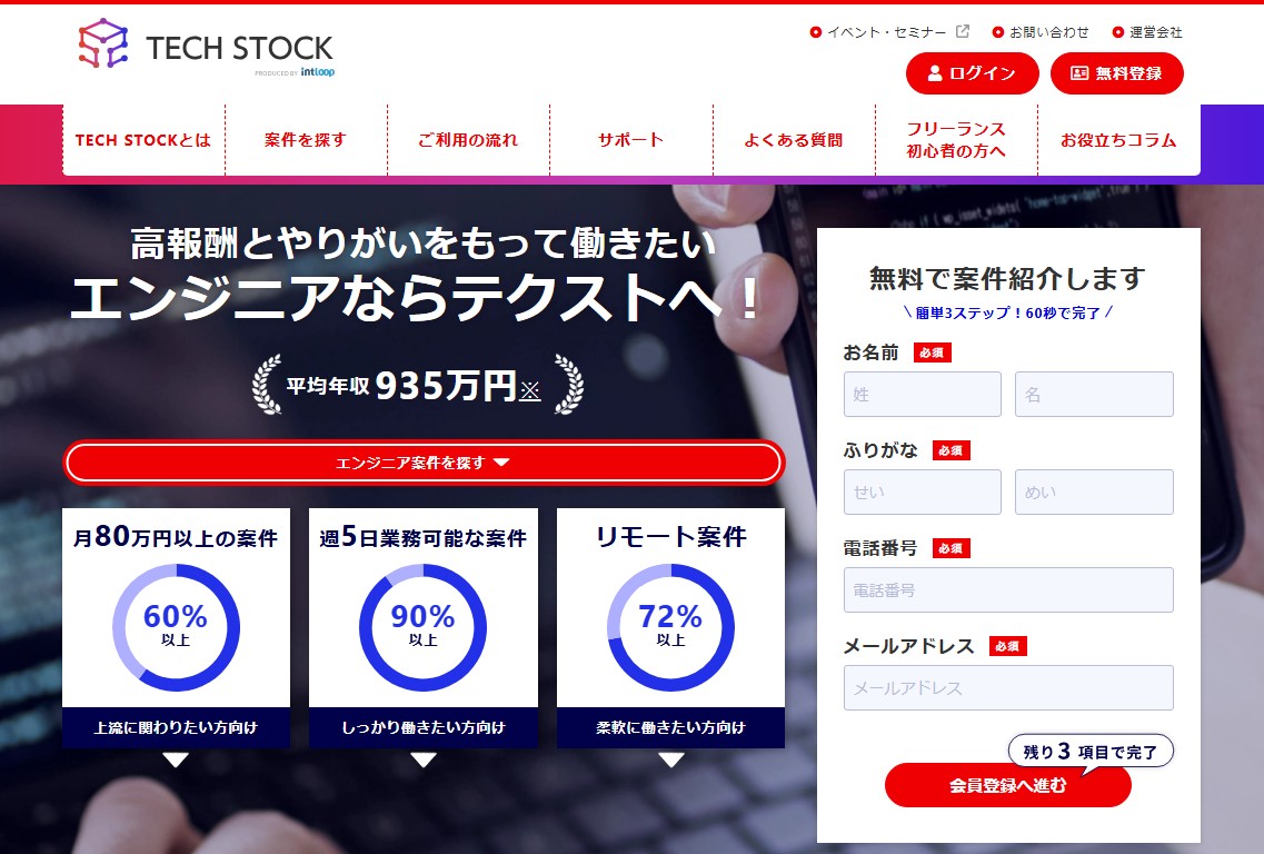 TechStock（テックストック）サービスキャプチャ